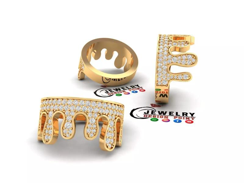 Custom Blood Drips Diamond Ring - Drip Iceout Ring