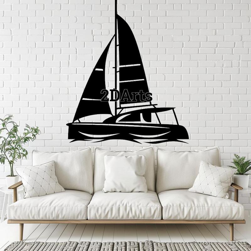 Sailboat 2D Wall Art/Window Art - Digital STL & SVG Files for 3D Printing and Laser Cutting