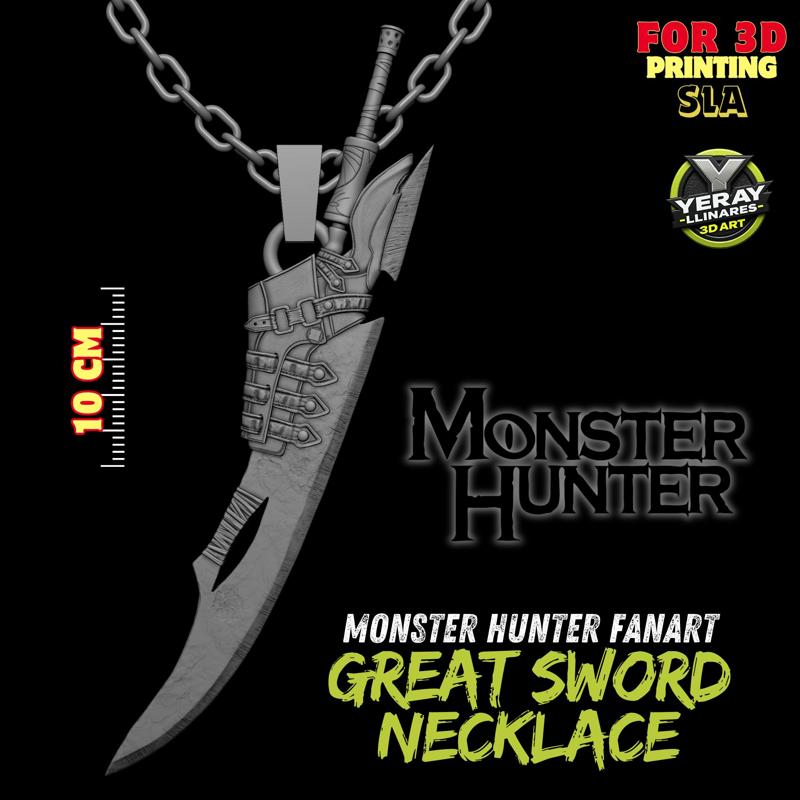 Monster Hunter Great Sword Pendant - Epic Jewel for 3D Printing