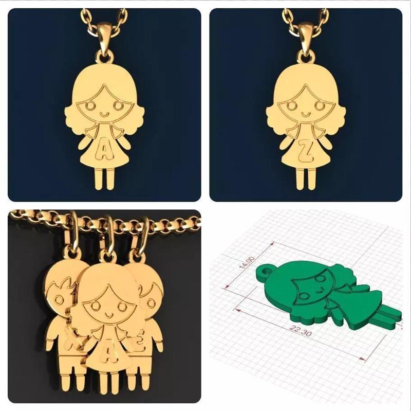 Charm Pendants Girls with Letters