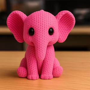 Cute Elephant 3D Model STL – Plush-Style Knit Toy for Kids, Nursery Decor, and Gifts