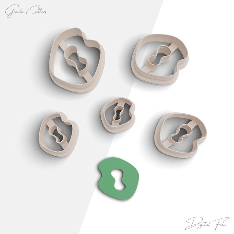 Organic Shape Donut Clay Cutter, Organic Polymer Clay Earring Cutter, 2 Cutter Version, 5 Sizes Included, Digital STL File, No: 888