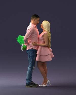 000252 Couple in Romantic Pose – Man Holding Flowers 0211