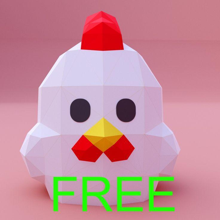 Lowpoly Chicken Figurine FREE