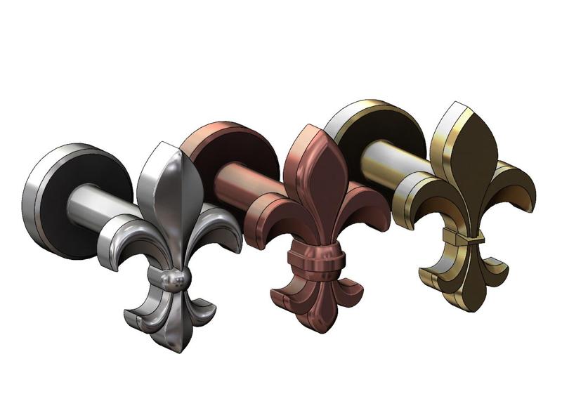 Royal lily Fleur de lys stud cufflinks 3D print model