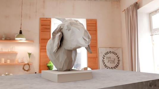 Goat bust low poly stl 3d print file