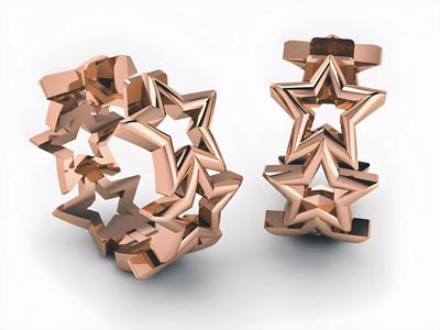 Star Plain Gold Hoops Earrings