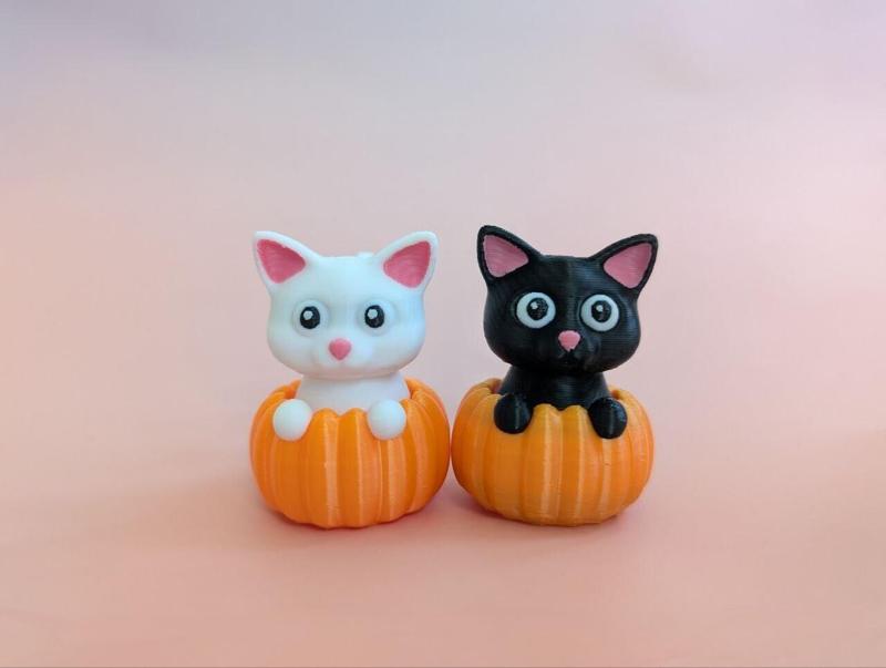 Halloween Cat in Pumpkin - Clicker Toy