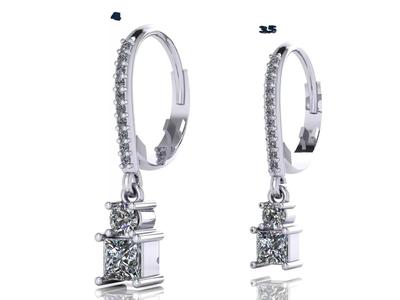Hoop Earrings with Round and Princess Charm