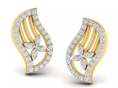 Gold Diamond Women Earring 3D print Model