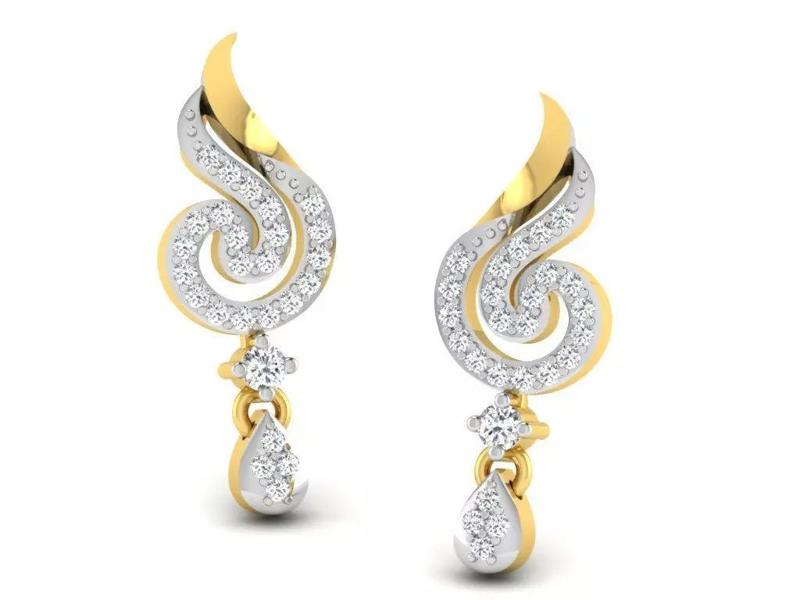 Gold Diamond Women Earring 3D print Model