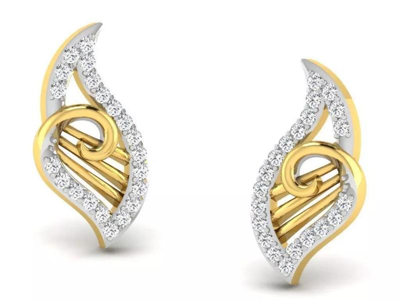 Gold Diamond Women Earring 3D print Model