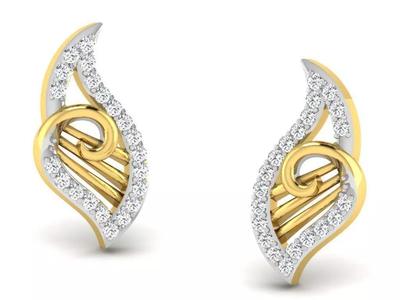 Gold Diamond Women Earring 3D print Model
