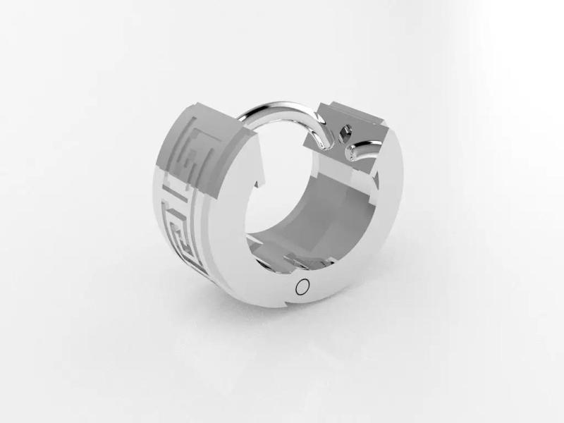 Greek Key Hoop Earring - STL Model for Silver and Gold Casting