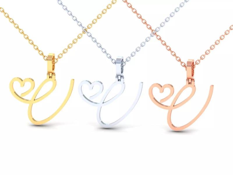 V  VALENTINE PENDANT  HANDMADE FONT