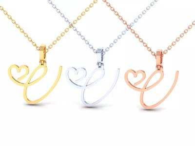 V  VALENTINE PENDANT  HANDMADE FONT