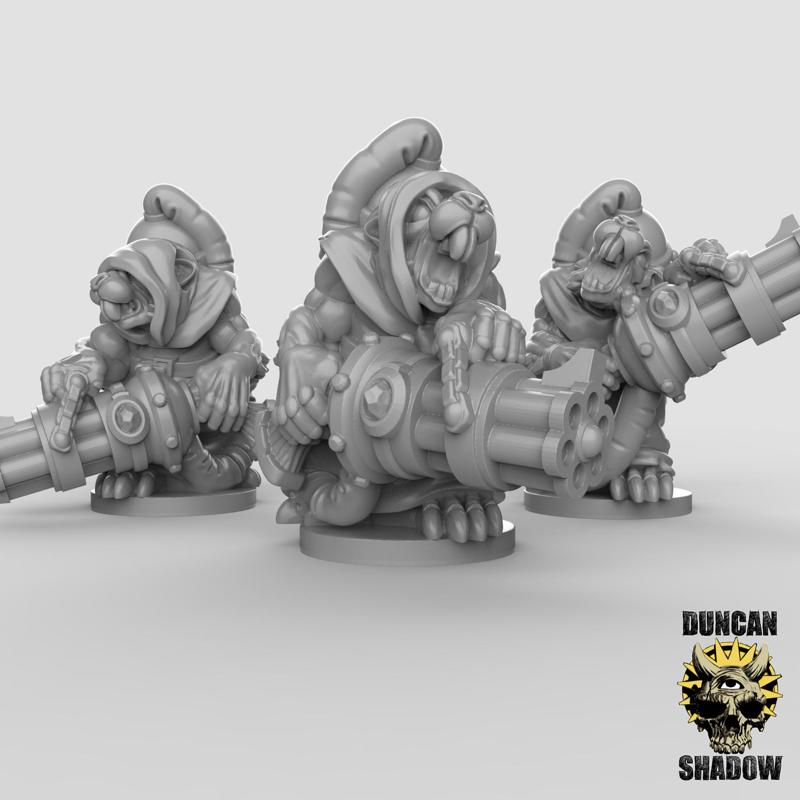 15mm Rat Folk with ChainGun (Pre Supported)
