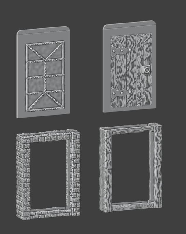 Fantasy Drop Doors and Frames STL | 3D Printable Modular Terrain for Tabletop Roleplaying and Wargames