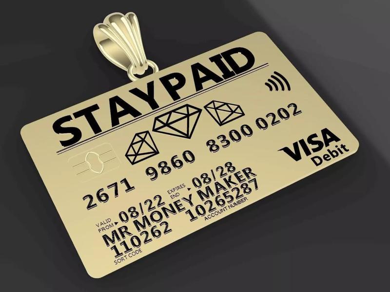 stay paid money visa credit debit card pendant