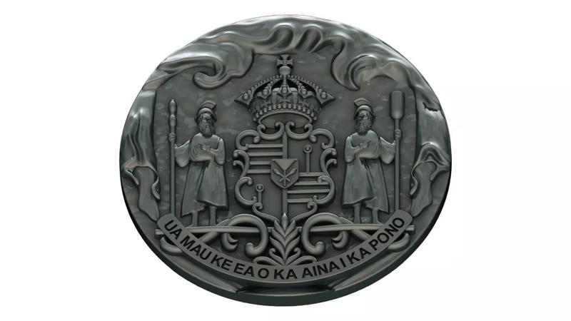 Hawaiian Coat of Arms coin pendant