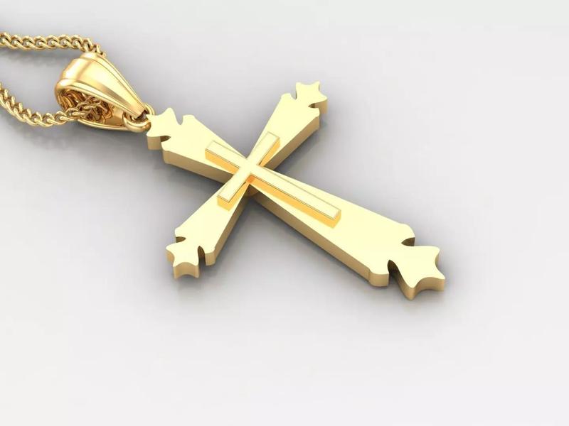 Light Gold 18K Cross Pendant 2CP060