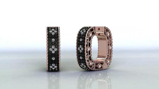 Venetian Princess earring with black and white diamonds