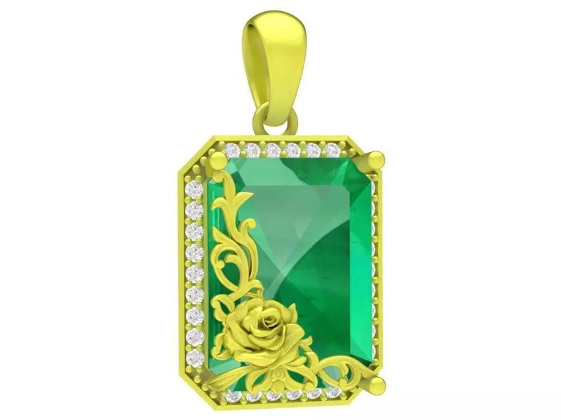 luxury emeral diamond and rose pendant 4240