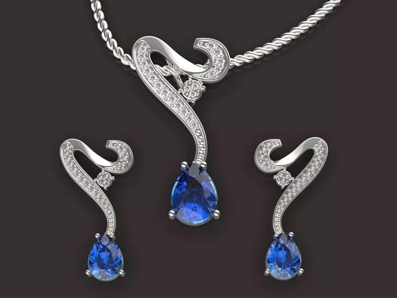 Earrings Necklace Silver Gold  Print