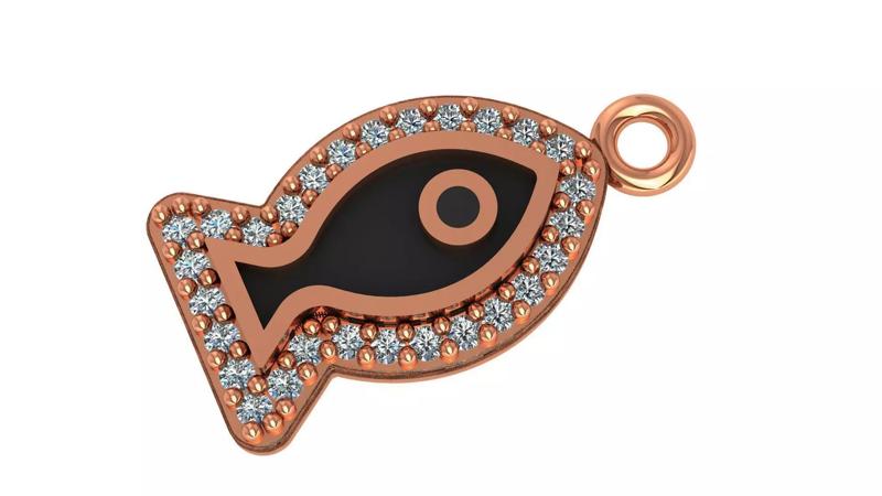 Fish Black Enamel Paint Pendant Necklace