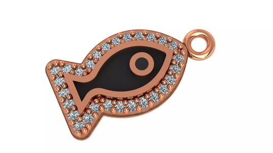 Fish Black Enamel Paint Pendant Necklace