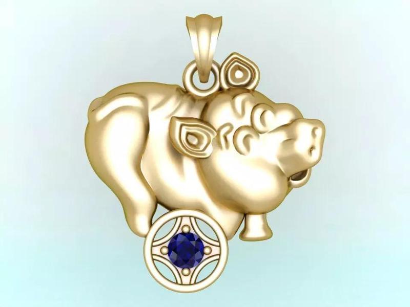 Pig pendant - Zodiac pendant - N309