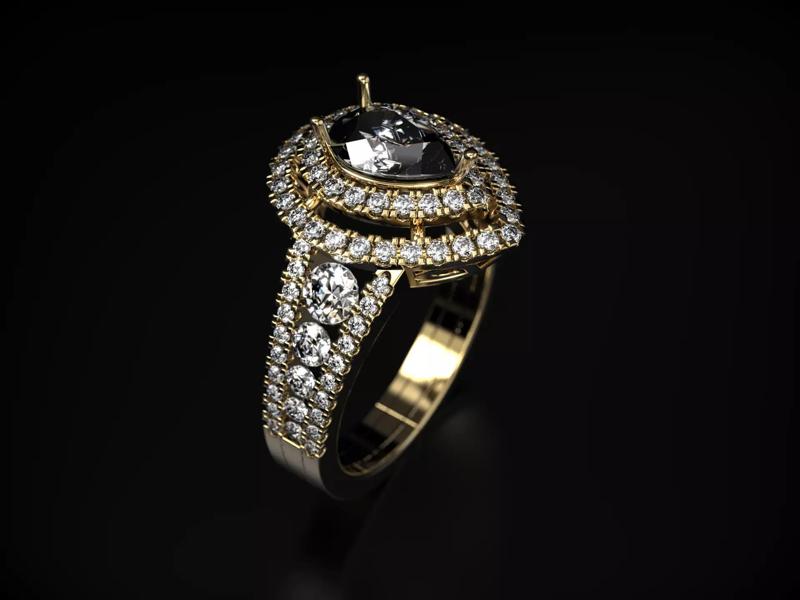 golden ring with a series of precious stones
