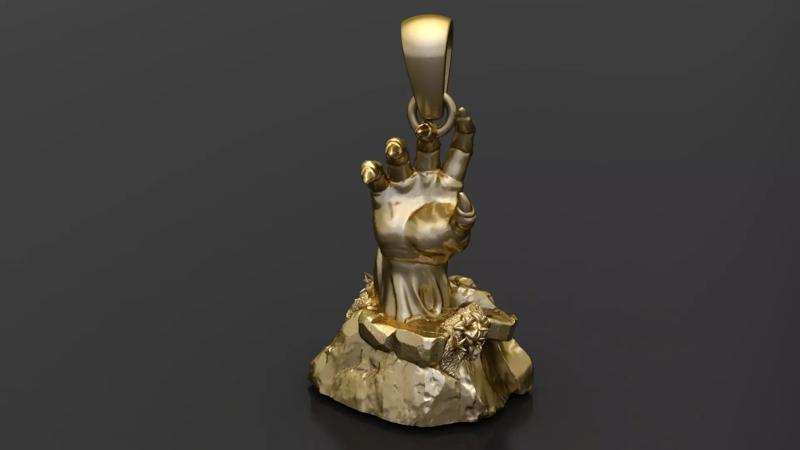 POWERFUL HUMAN HAND PENDANT 3D PRINTABLE MODEL
