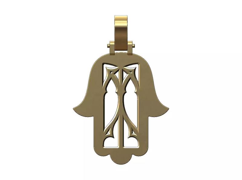 Gothic engraving Hand of Fatima Hamssa pendant