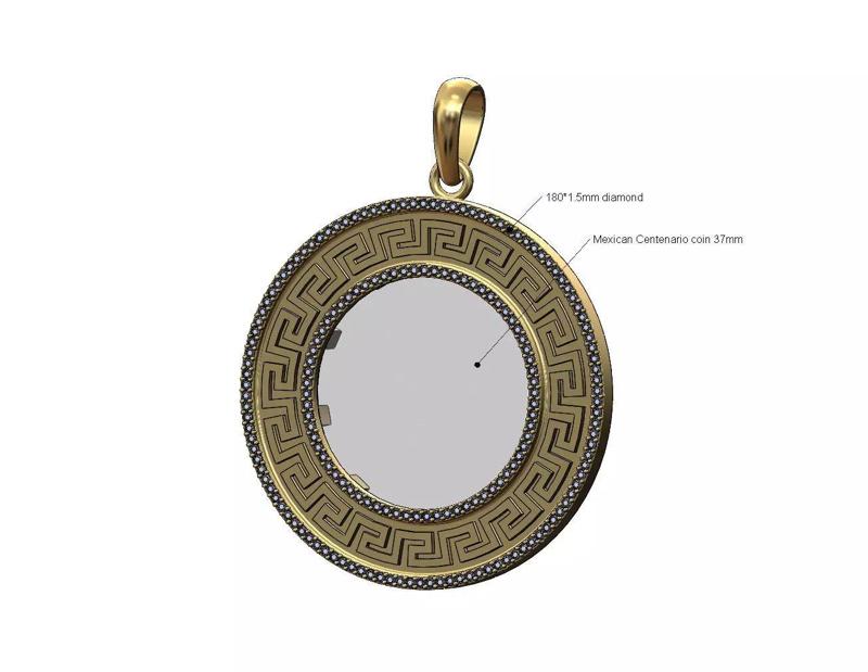 Diamond Mexican Centenario 37mm coin bezel pendant frame