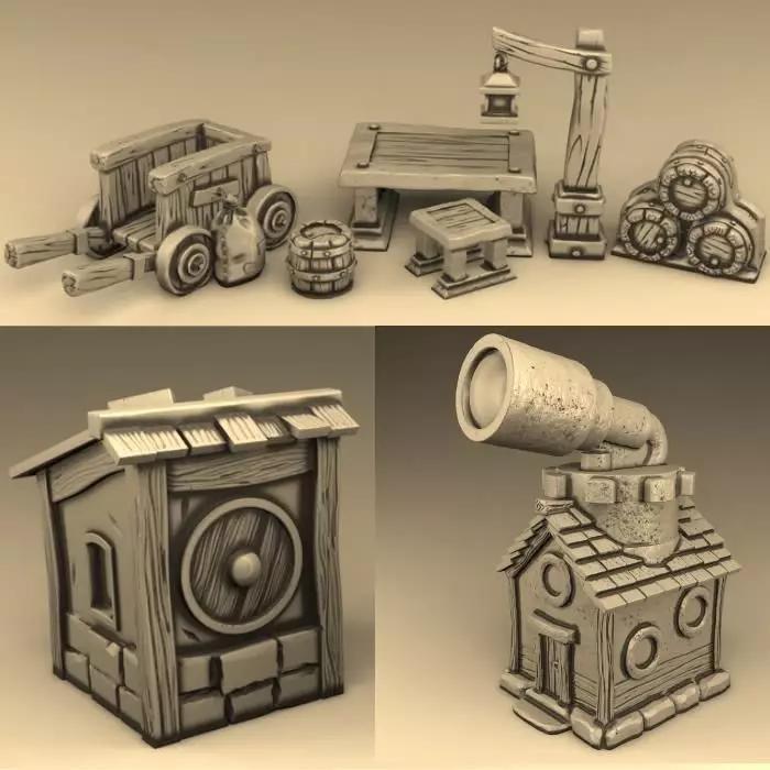 village set house with telescope