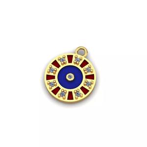 Jewelry gold charm with enamel