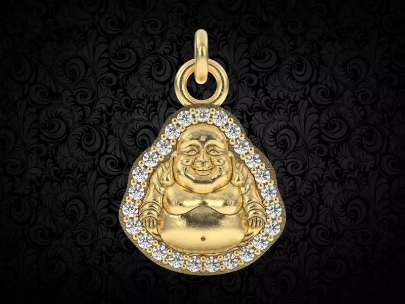 Jade Laughing Buddha charm pendant