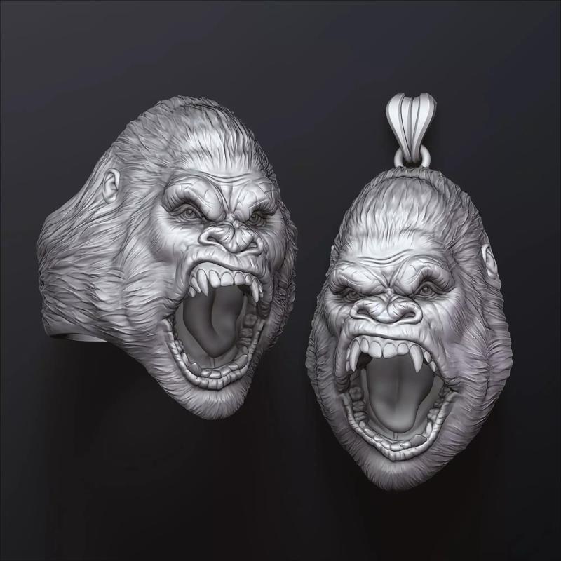 Gorilla Head Ring Pendant V2 Set