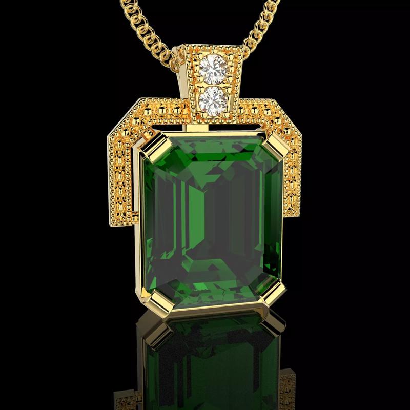 Printable pendant Gem shape emerald 12x10mm STL