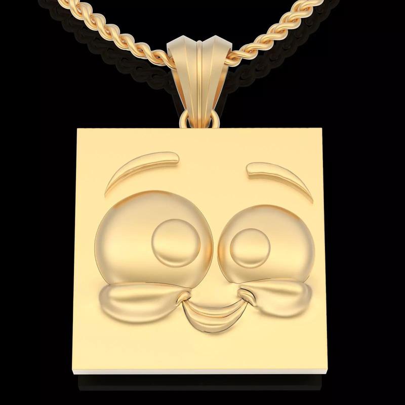 Emoji face comic pendant silver gold jewelry 3D printable model