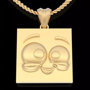 Emoji face comic pendant silver gold jewelry 3D printable model