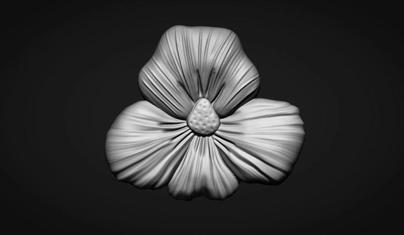 Viola Pansy Flower Bas Relief