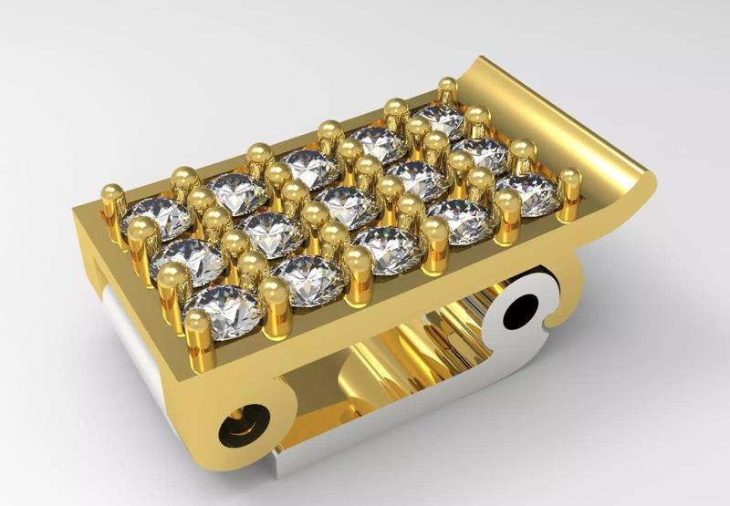 Diamond Box Clasp Two-Tone Gold Model gl0017