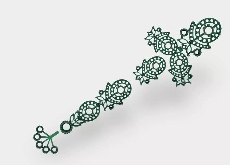 unique necklace 3d model with all parts