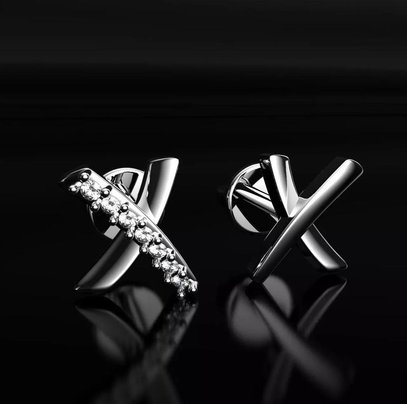 Earrings X pair of gold stud with topaz stones