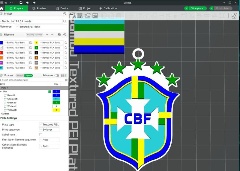 Brazil National Football Team keychain badge color printable
