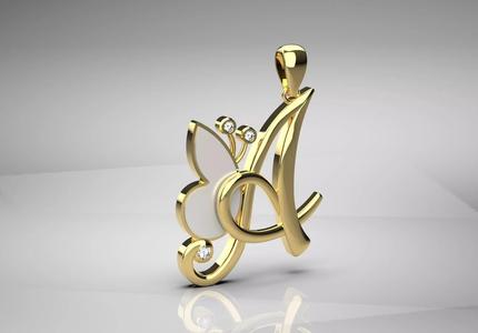 letter A STL 3D pendant jp0049