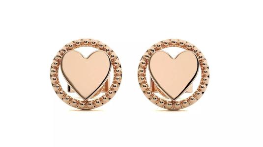 Heart Love Valentine Light wt Plain Gold Earrings Studs 3dm stl
