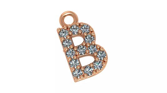 Alphabet Letter B Pendant Charm 3dm stl render details